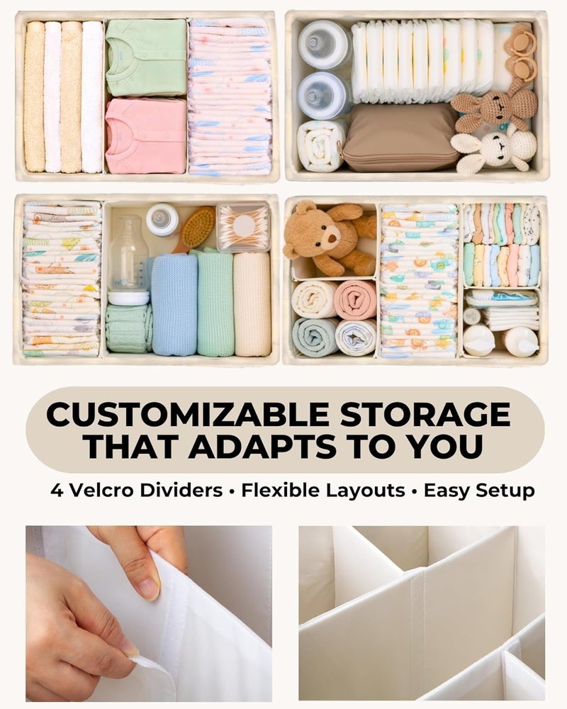 Toodly Baby Diaper Caddy Organizer with Portable Changing Mat - Teddy Fleece Diaper Organizer for Changing Table - Basket for Changing Essentials - Baby Essentials Organizer with Removable Dividers - Image 3
